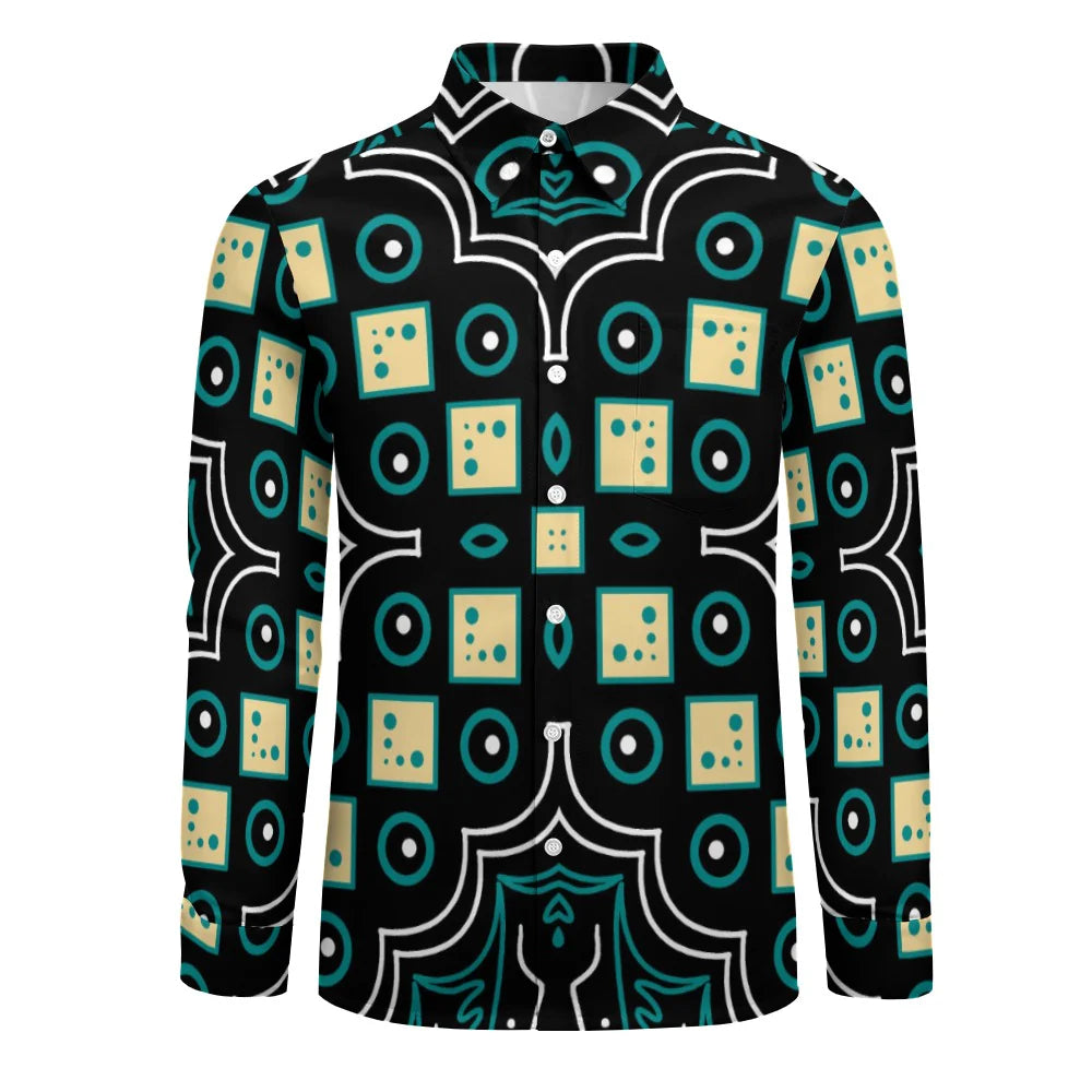 Men’s Peach Long-Sleeve Shirt with Chest Pocket