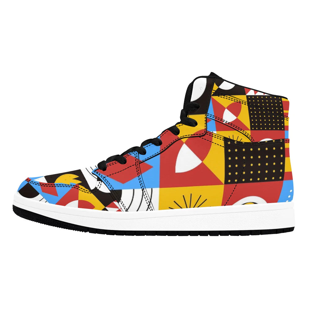 Men’s African Print High Top Sneakers – Bold Tribal Pattern Streetwear Shoes (2)