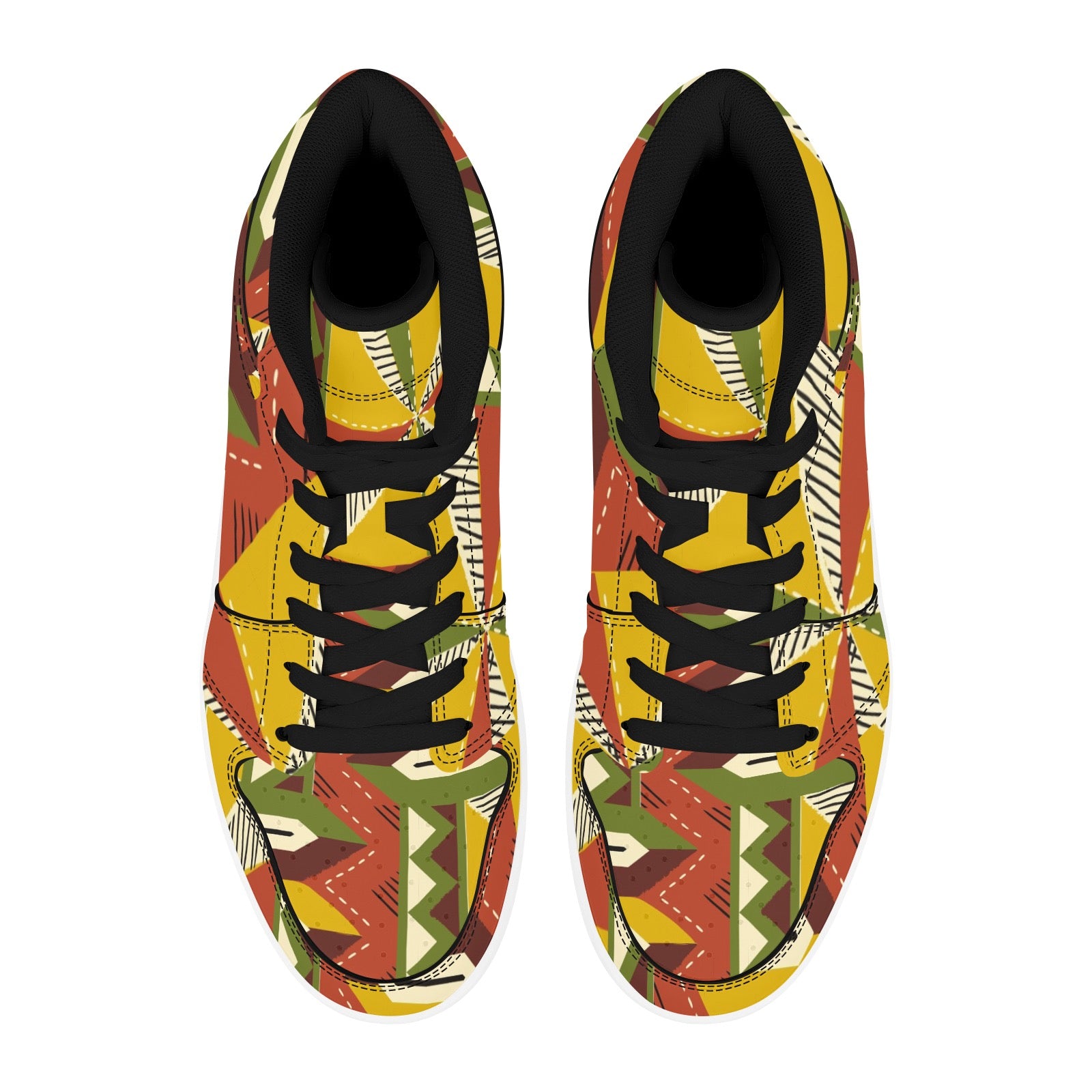 Men’s African Print High Top Sneakers – Bold Tribal Pattern Streetwear Shoes (2)