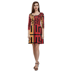 Women's 3/4 Sleeve Round Neck Sundress(Model D23)