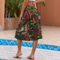 AfroCentrc Pattern  Black culture Black History Harlem RenaissanceSkirt  ( Harlem Print Magic)