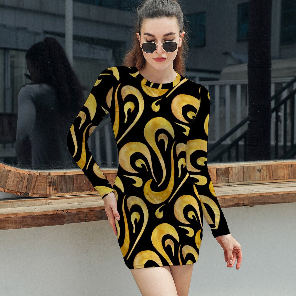 Robe moulante élégante à manches longues pour femme