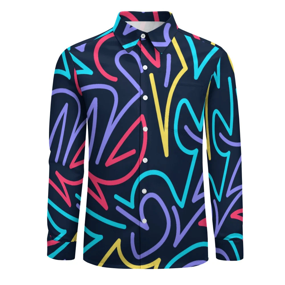 Men’s Peach Long-Sleeve Shirt with Chest Pocket