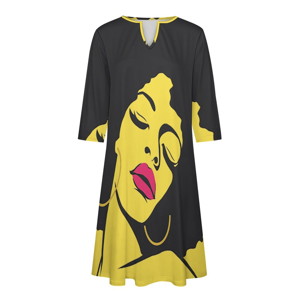 7-point sleeve dress