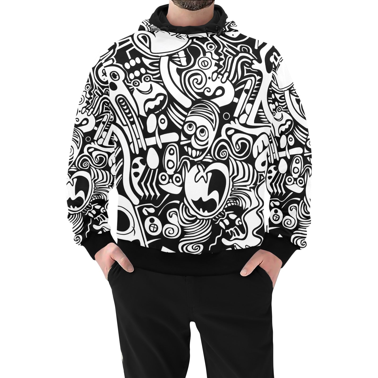 Men’s High-Neck Pullover Hoodie (Model H24)