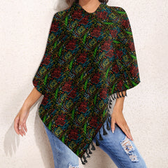 Knitted Cape With Fringed Edge