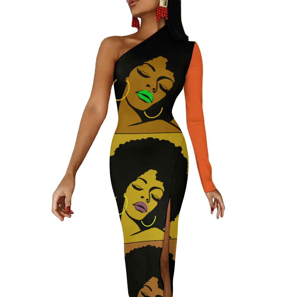 Half Sleeve Slit Dress