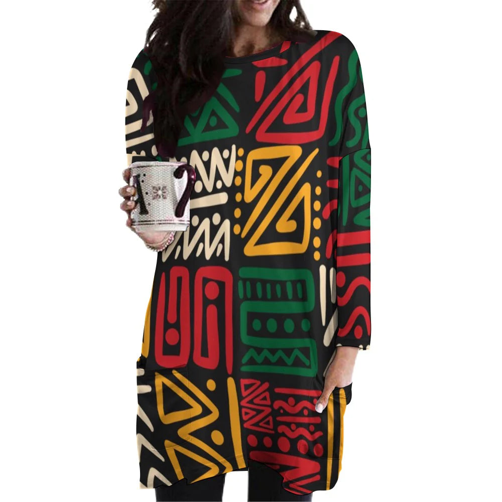 Women’s All Over Long Sleeve Mini Dress