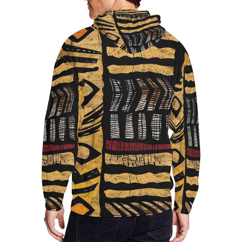 Explore the Men's Print Full Zip Hoodie, a polyester-spandex blend with cool pockets and drawstring hood. Ideal for all occasions in multiple sizes.