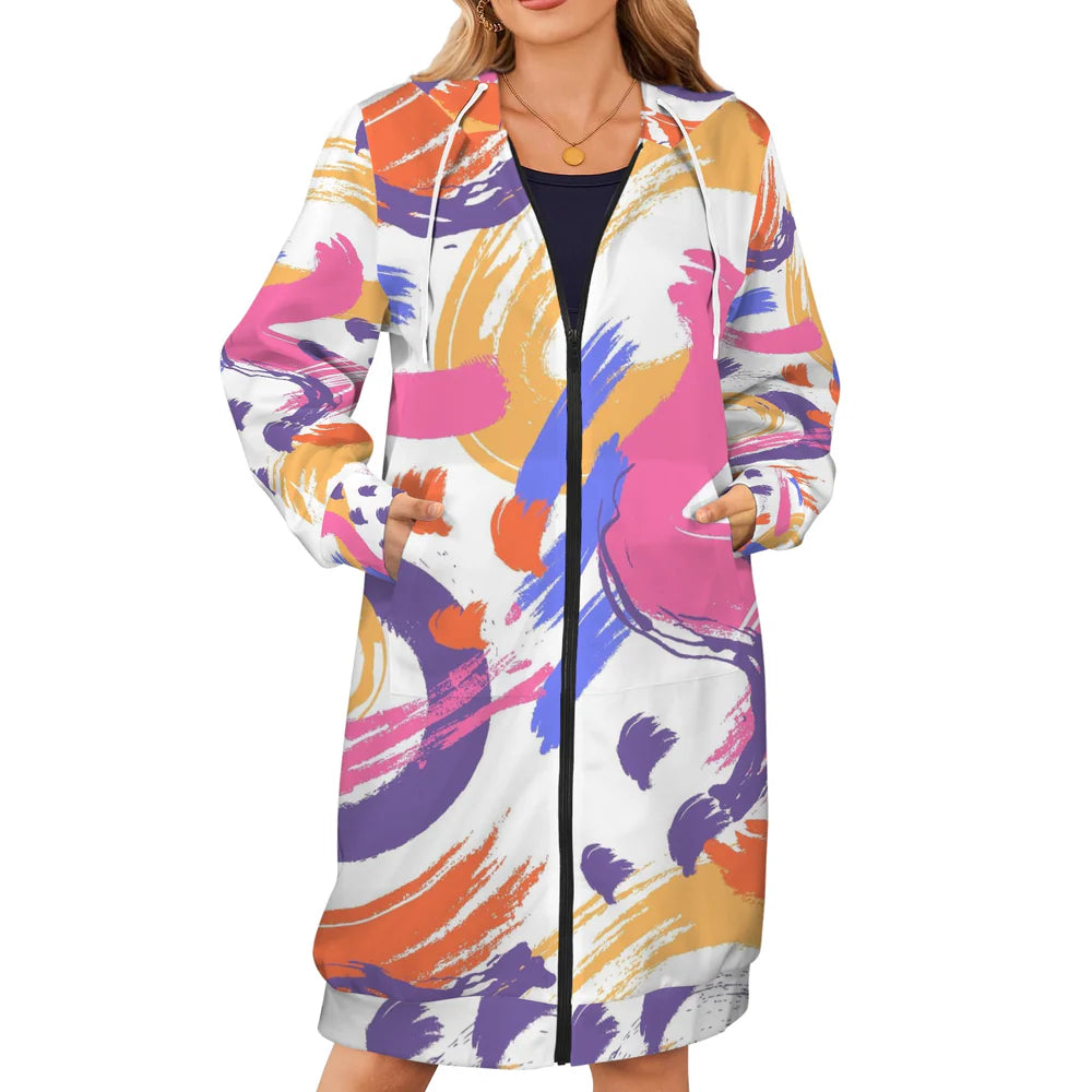 Women's Long Hooded Coat (H72)