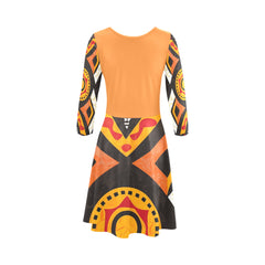 Women's 3/4 Sleeve Round Neck Sundress(Model D23)