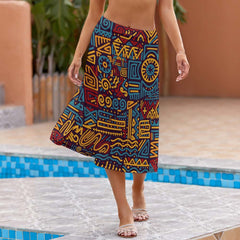 AfroCentrc Pattern  Black culture Black History Harlem Renaissance Skirt ( Harlem Print Magic)