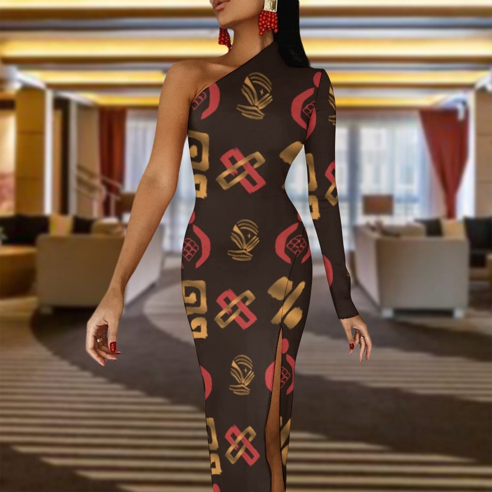 Half Sleeve Slit Dress