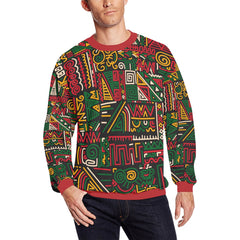 AfroCentrc Pattern  Black culture Black History Harlem RenaissanceMen's All Over Print Sweatshirt  ( Harlem Print Magic)