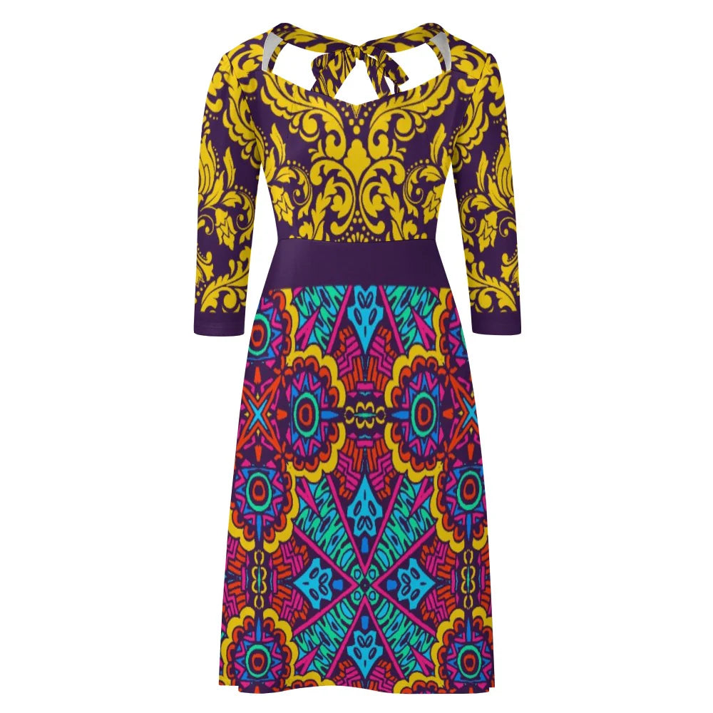 Sweetheart Knot Flare Dress