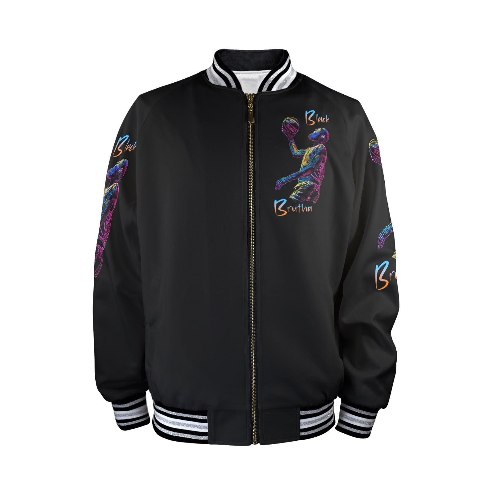 New Men's Striped Trim Bomber Jacket
