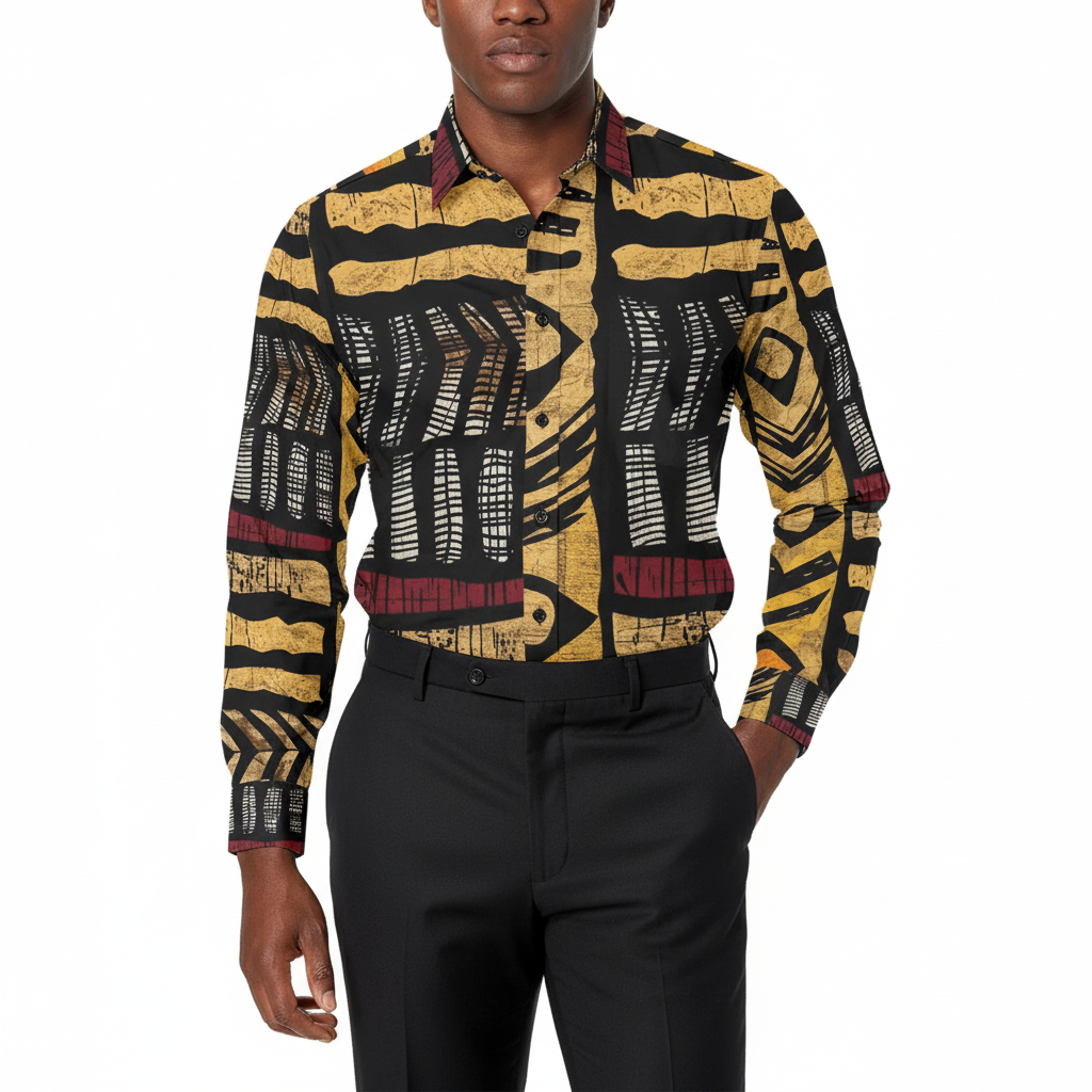 Men’s All-Over Print Button-Down Long-Sleeve Shirt (Model T61)