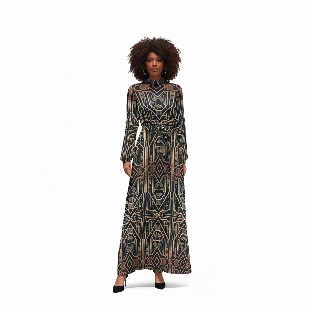 Women's Long Sleeve High Neck Dress