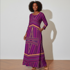 Pluss Size Loose Crew Neck Long Sleeve Dress