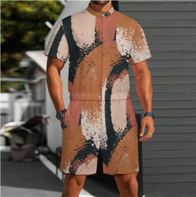 Men's one piece jumpsuit Short sleeved jumpsuit