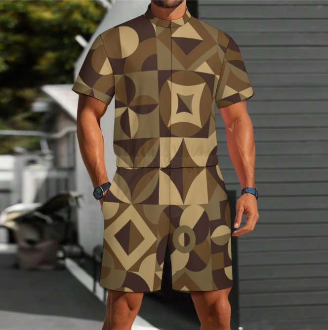 Men's one piece jumpsuit Short sleeved jumpsuit