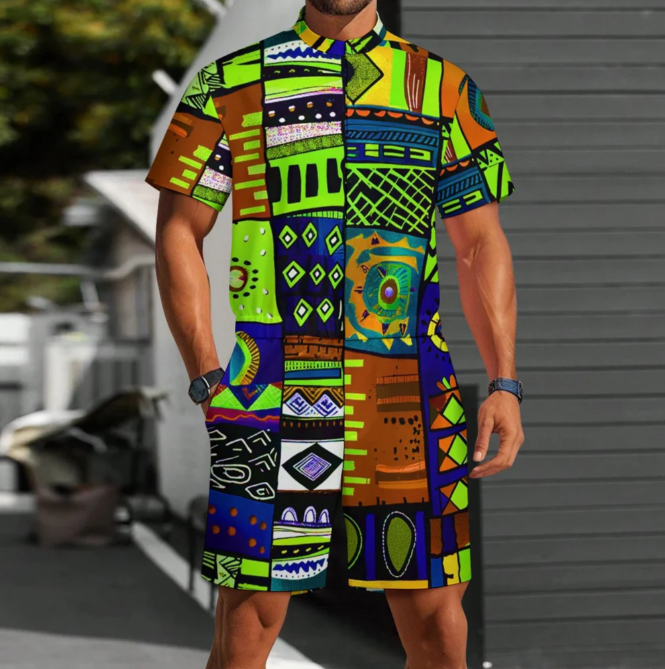 Men's one piece jumpsuit Short sleeved jumpsuit