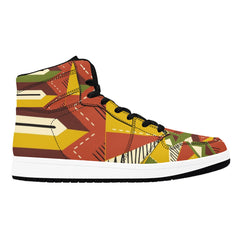 Men’s African Print High Top Sneakers – Bold Tribal Pattern Streetwear Shoes (2)