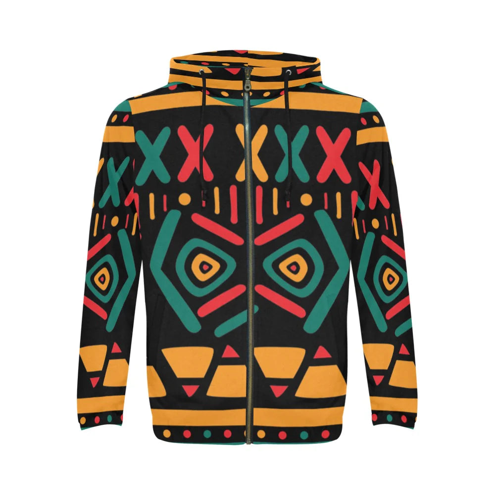 Men's All Over Print Full Zip Hoodie (Model H14)