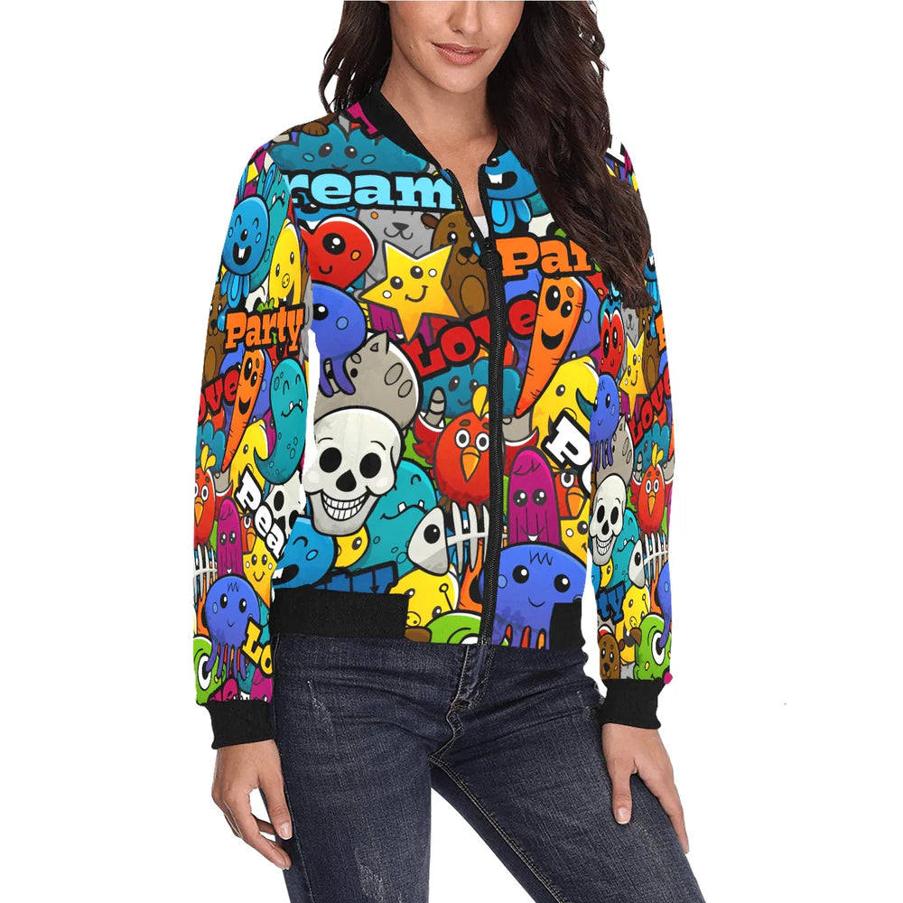 Women's All Over Print  Bomber Jacket (Model H36)