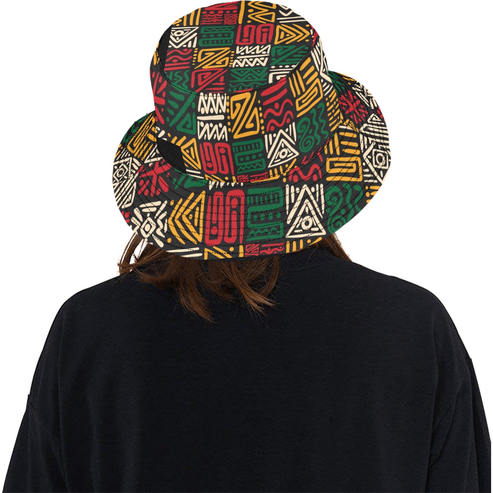 AfroCentrc Pattern  Black culture Black History Harlem RenaissanceUnisex Summer Bucket Hat ( Harlem Print Magic)