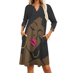 7-point sleeve dress