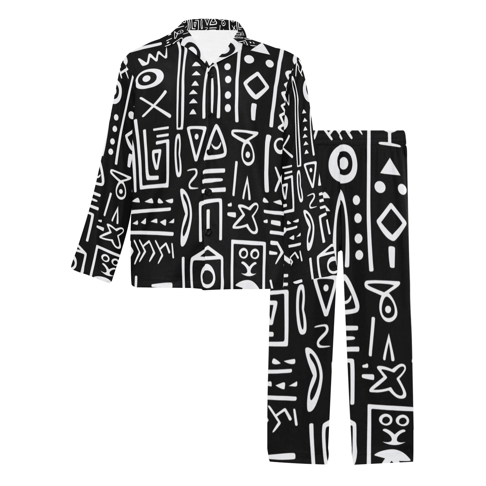 Men's V-Neck Long Pajama Set