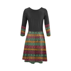 Women's 3/4 Sleeve Round Neck Sundress(Model D23)