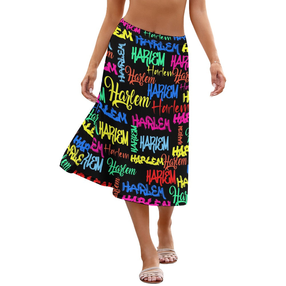 AfroCentrc Pattern  Black culture Black History Harlem Renaissance Skirt ( Harlem Print Magic)