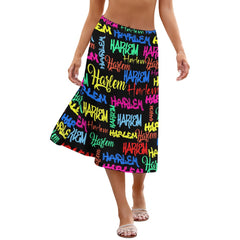 AfroCentrc Pattern  Black culture Black History Harlem Renaissance Skirt ( Harlem Print Magic)