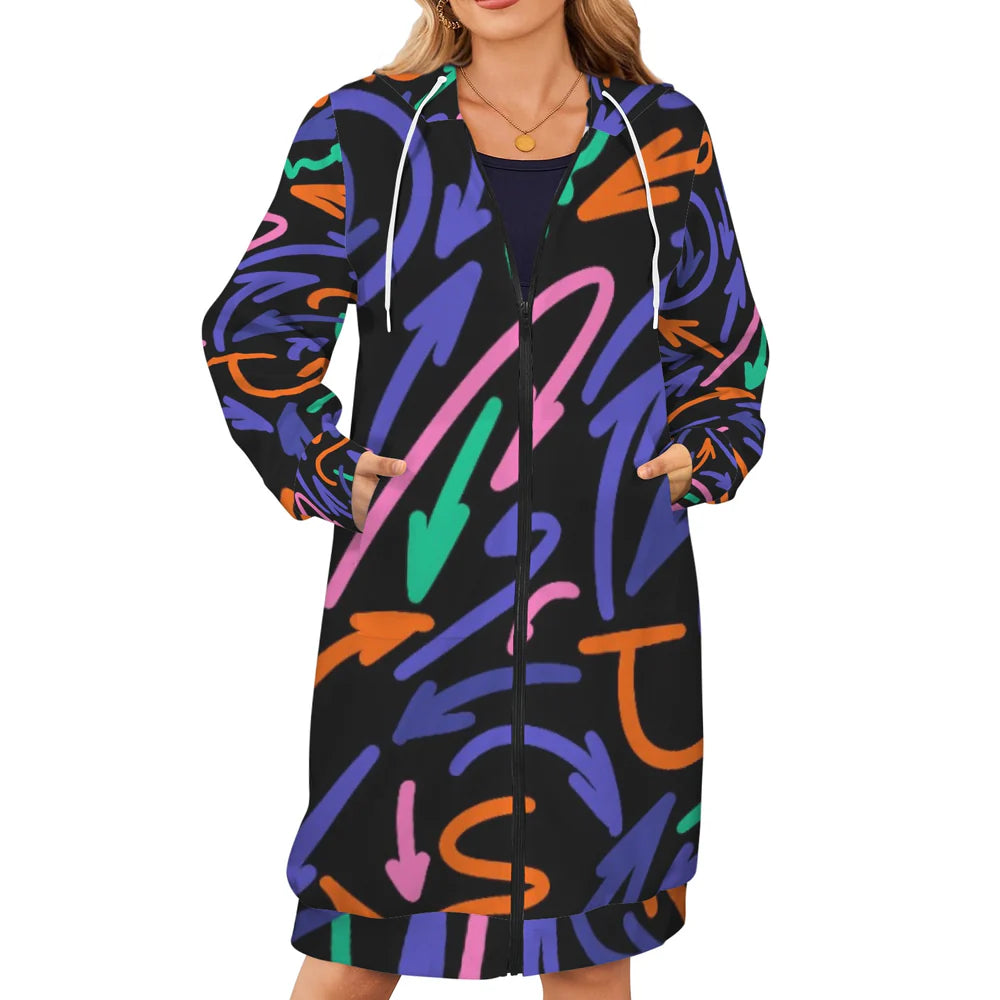 Women's Long Hooded Coat (H72)