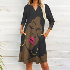 7-point sleeve dress