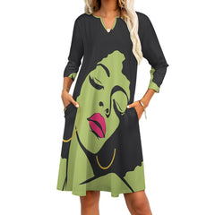 7-point sleeve dress