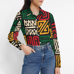 AfroCentrc Pattern  Black culture Black History Harlem Renaissance (Women's long sleeved lining ( Harlem Print Magic)