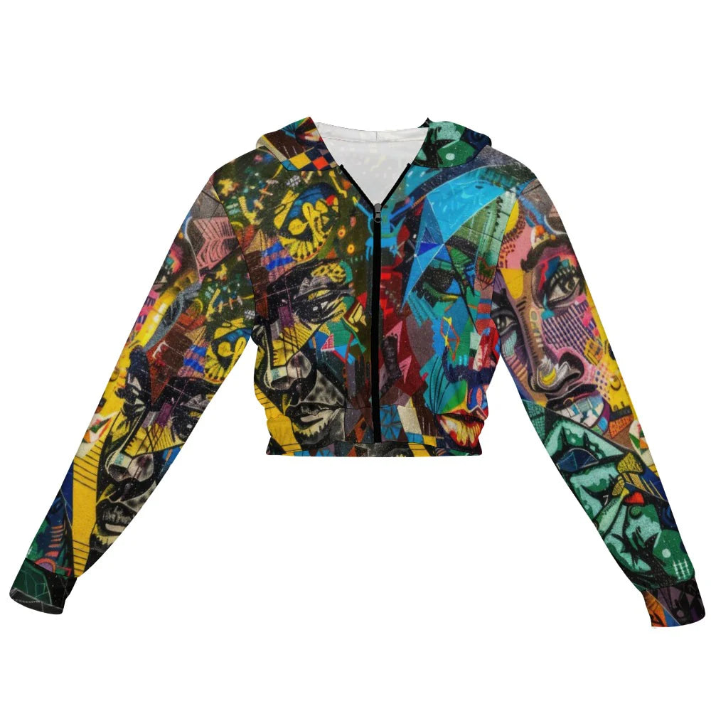 Women's Chiffon Cropped Jacket Zipper Coat