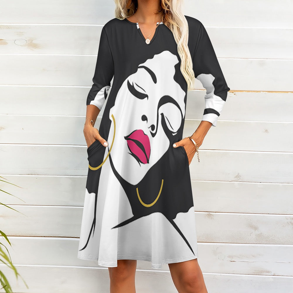 7-point sleeve dress
