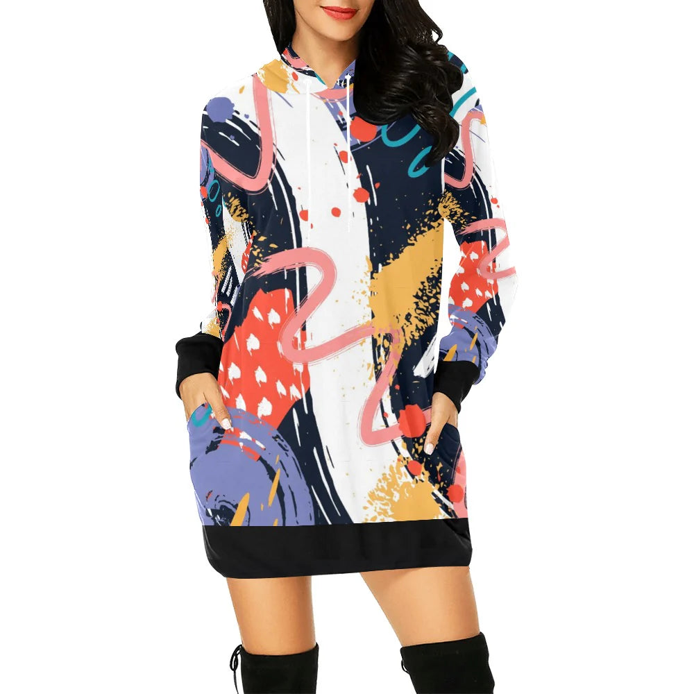 Women's All Over Print Hoodie Mini Dress (H27)