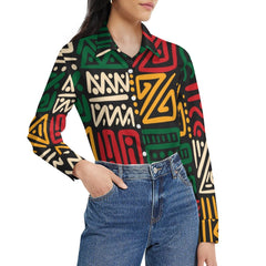 AfroCentrc Pattern  Black culture Black History Harlem Renaissance (Women's long sleeved lining ( Harlem Print Magic)