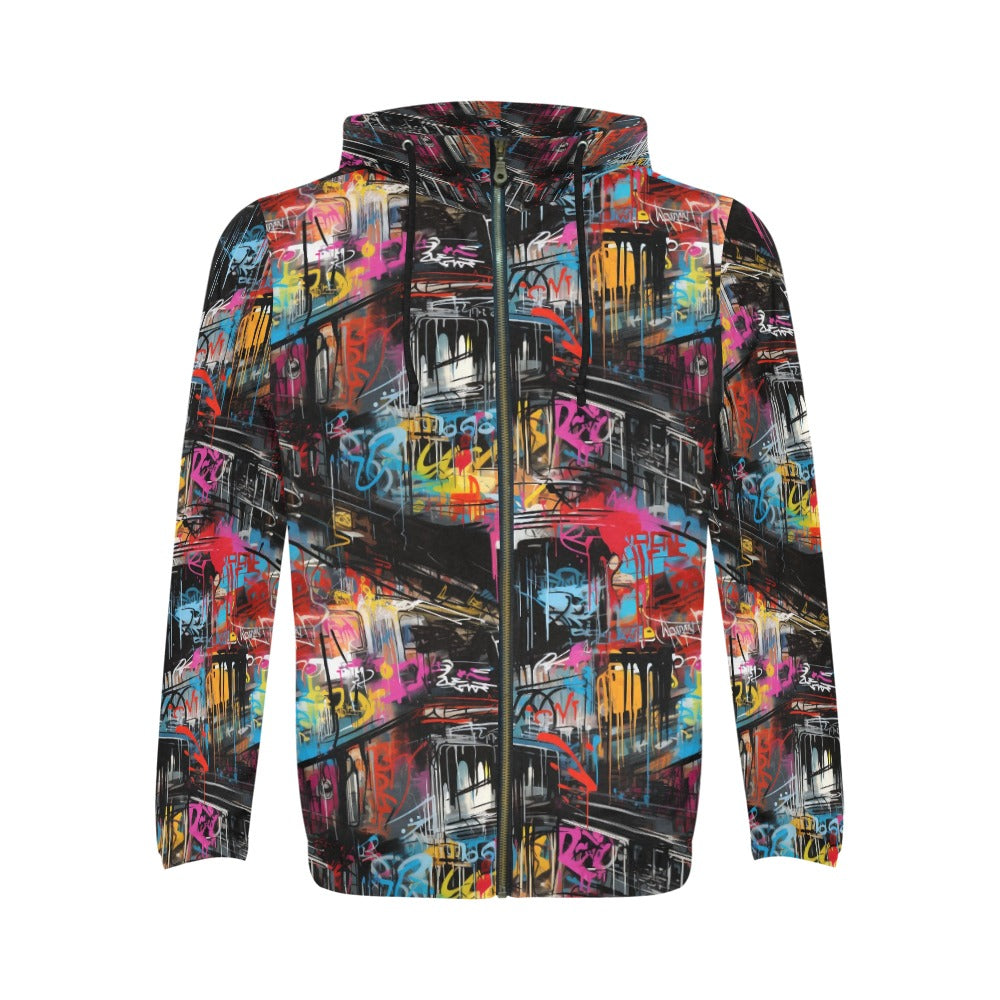 Men’s All Over Print Full-Zip Hoodie (Model H14)