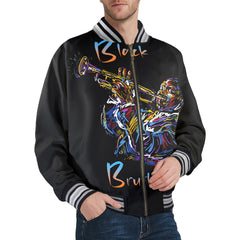 New Men's Striped Trim Bomber Jacket