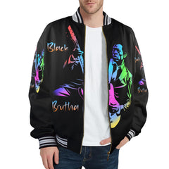 New Men's Striped Trim Bomber Jacket