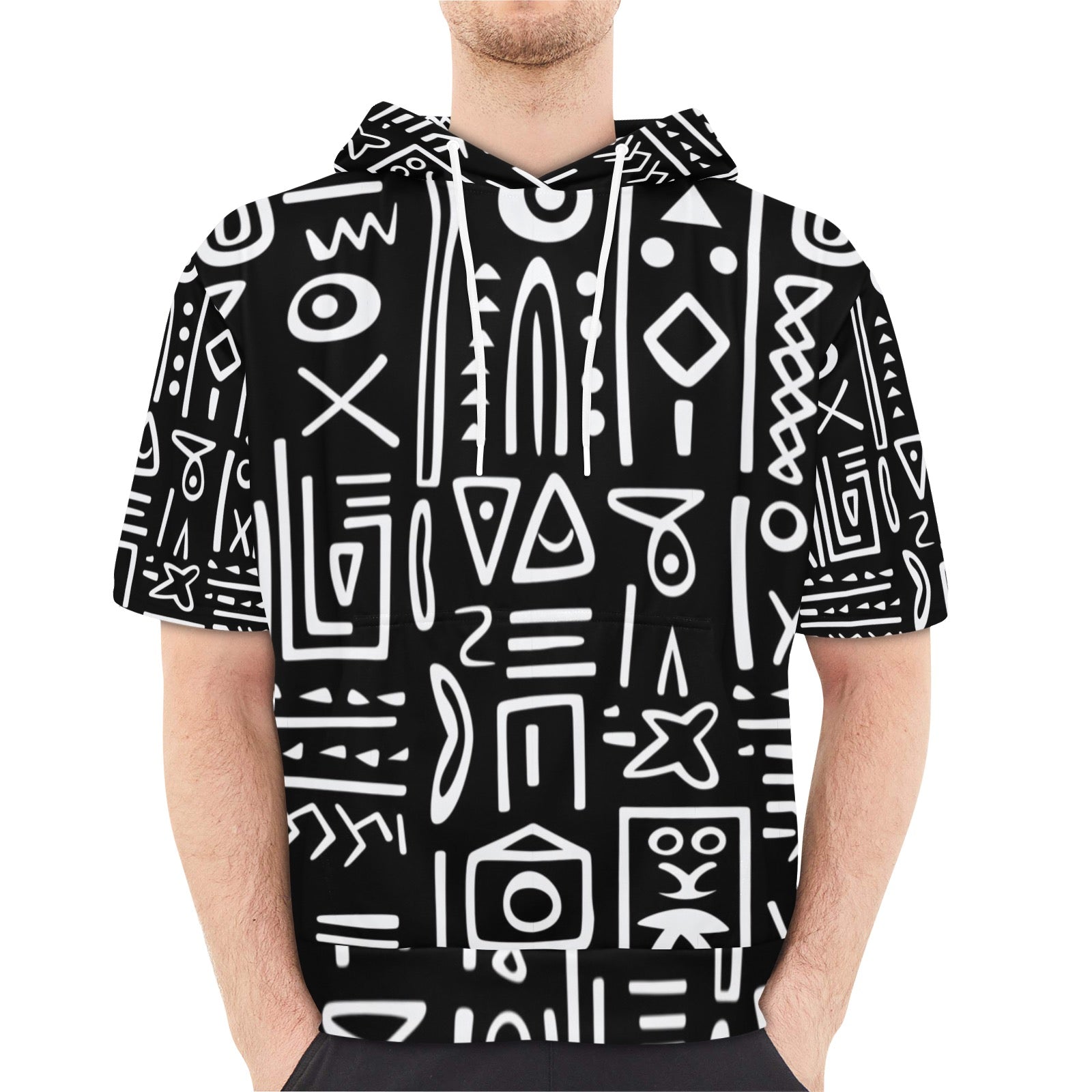 Men's Short Sleeve Fleece Hoodie (H54)