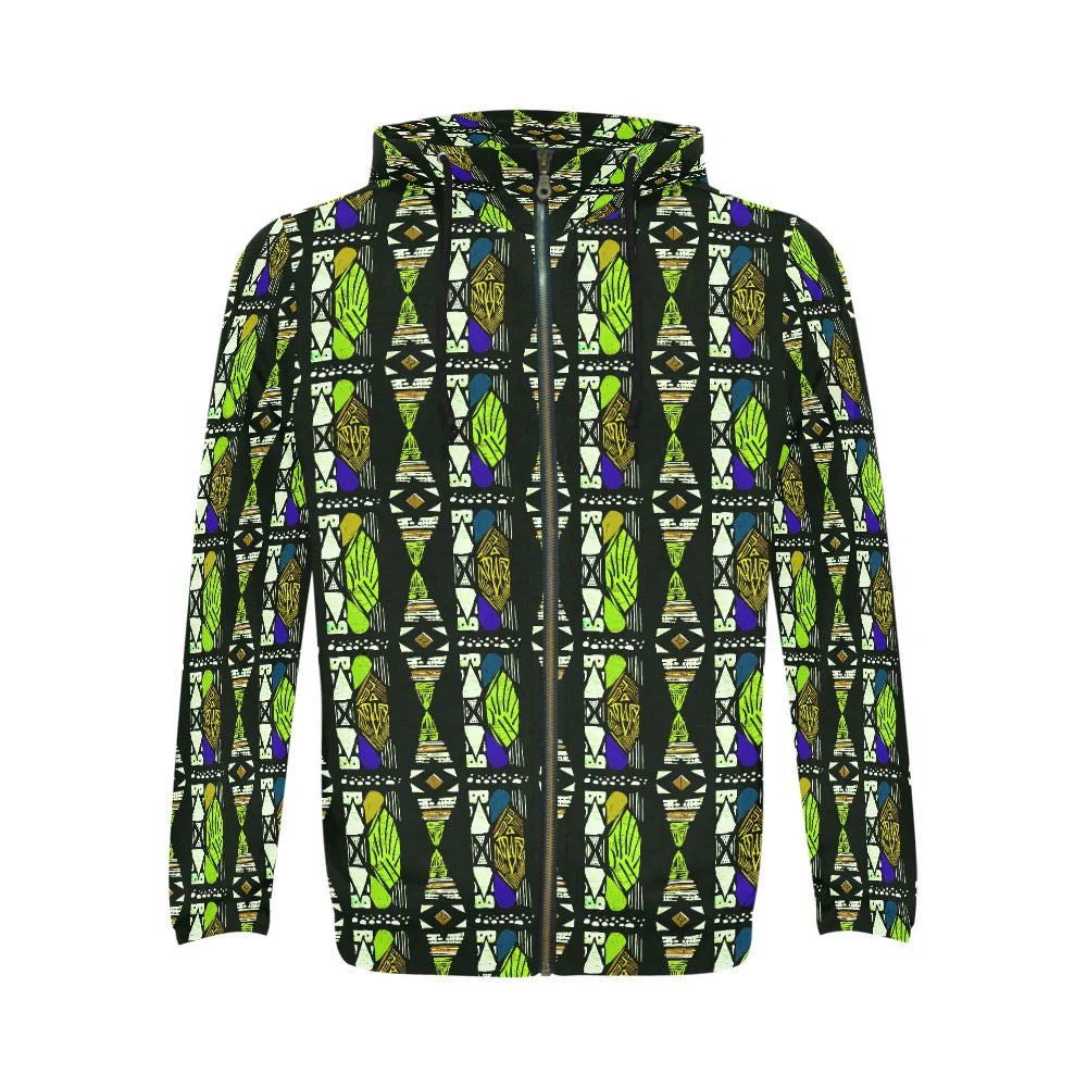 Men’s All Over Print Full-Zip Hoodie (Model H14)