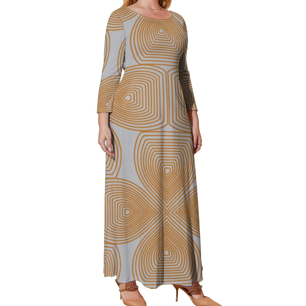 Women's Plus Size Loose Crew Neck Long Sleeve Dress