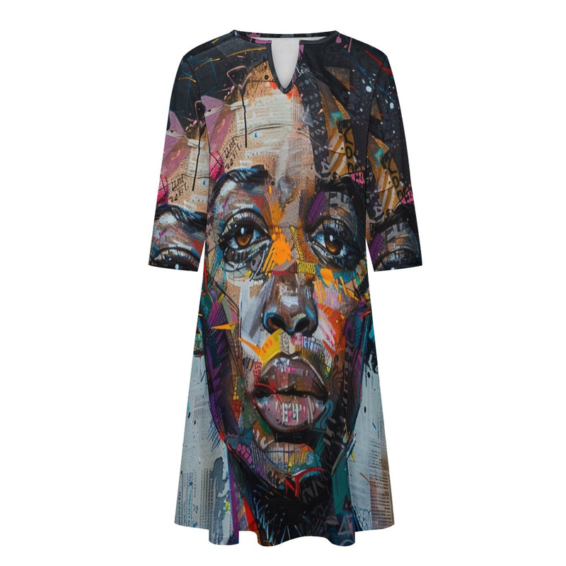 Robe à manches 7 pointes pour femme